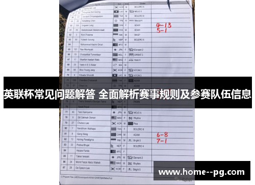 英联杯常见问题解答 全面解析赛事规则及参赛队伍信息